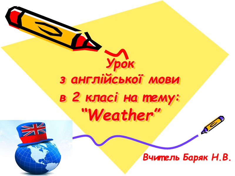 Урок  з англійської мови  в 2 класі на тему:  “Weather” Вчитель